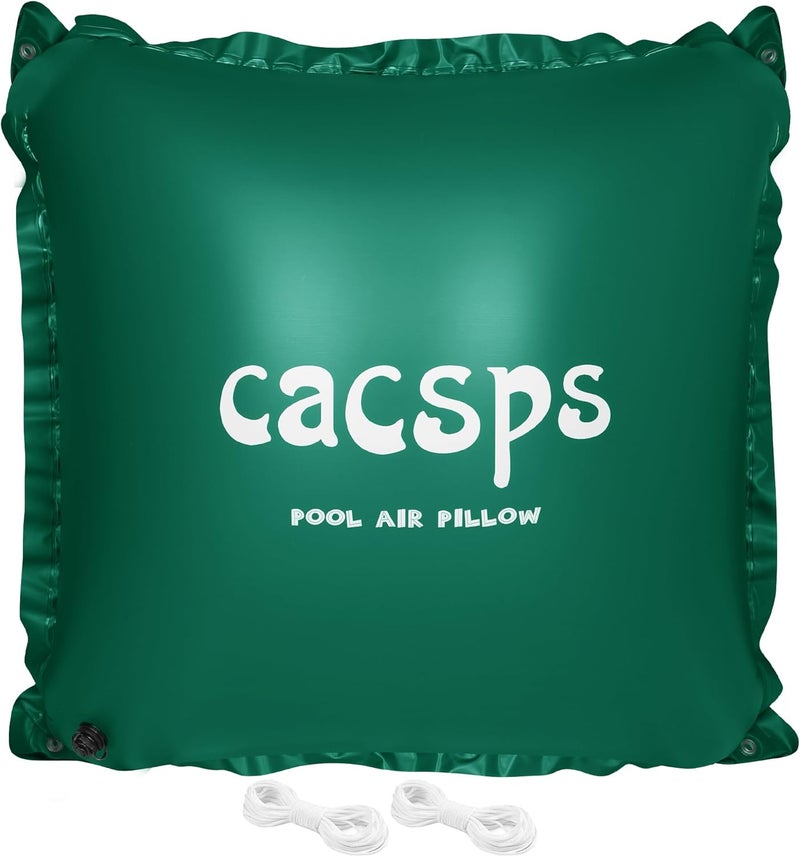 CACSPS Above Ground Pool Pillow - 4x4 Ft Air Pillow for Winterizing, 0.5mm PVC Material, 2X 16.5Ft Green Rope - Image 1